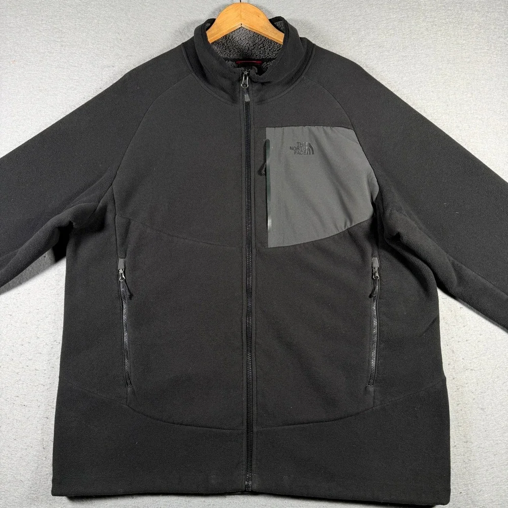 The North‎ Face Mens Fleece Jacket Full Zip Black XL Pockets Outdoor